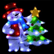 Световое панно "Снеговик с елочкой" со светодиодами PKQE080148